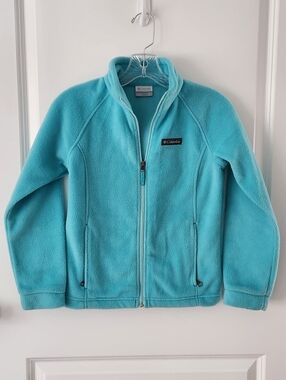 Columbia Girls' Benton Springs Full Zip Fleece Jacket - Aqua Blue- Size: Med